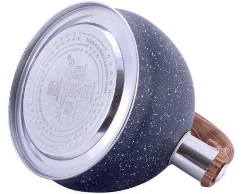 Чайник Kamille Whistling Kettle Marble 2л из нержавеющей стали со свистком, черный мрамор