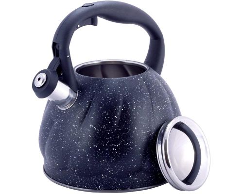 Чайник Kamille Whistling Kettle Marble 3л из нержавеющей стали со свистком (черный мрамор)