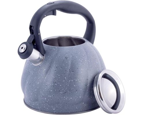 Чайник Kamille Whistling Kettle Marble 3л из нержавеющей стали со свистком (серый мрамор)