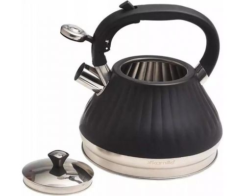 Чайник Kamille Whistling Kettle Marshmallow 3л из нержавеющей стали со свистком, черный