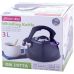 Чайник Kamille Whistling Kettle Thermo 3л из нержавеющей стали со свистком и термометром, черный