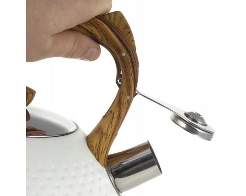 Чайник Kamille Whistling Kettle White 2.7л из нержавеющей стали со свистком