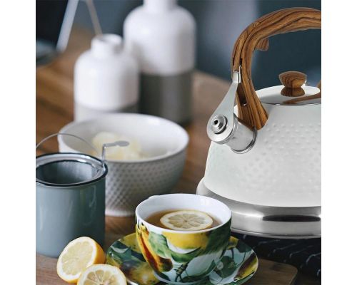 Чайник Kamille Whistling Kettle White 2.7л из нержавеющей стали со свистком