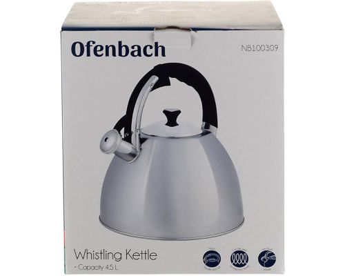 Чайник Ofenbach Augsburg 4.5л со свистком, нержавеющая сталь