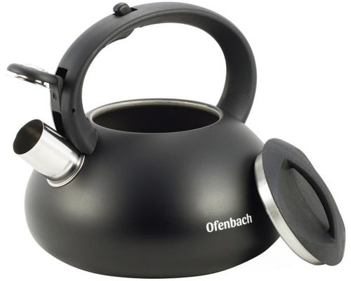 Чайник Ofenbach Happy Kettle 2.5л из нержавеющей стали со свистком, черный матовый Чайник Ofenbach Happy Kettle 2.5л из нержавеющей стали со свистком, черный матовый
