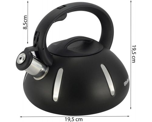 Чайник Ofenbach Happy Kettle 2л з нержавіючої сталі зі свистком, чорний матовий Чайник Ofenbach Happy Kettle 2л з нержавіючої сталі зі свистком, чорний матовий