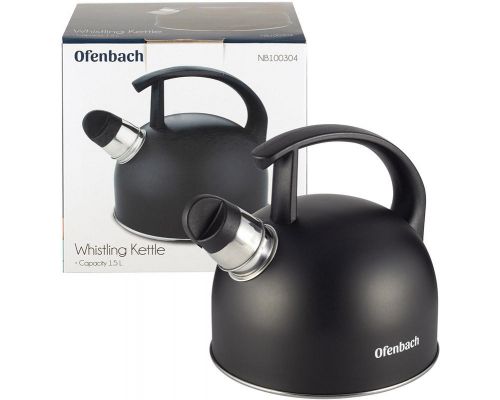 Чайник Ofenbach Magic Kettle 1.5л з нержавіючої сталі зі свистком, чорний матовий Чайник Ofenbach Magic Kettle 1.5л з нержавіючої сталі зі свистком, чорний матовий