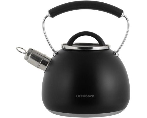 Чайник Ofenbach Magic Kettle 2.5л со свистком и стеклянной крышкой, черный