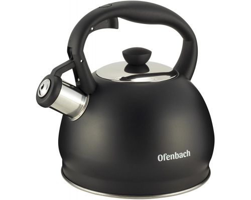 Чайник Ofenbach Magic Kettle 2л з нержавіючої сталі зі свистком, чорний матовий Чайник Ofenbach Magic Kettle 2л з нержавіючої сталі зі свистком, чорний матовий