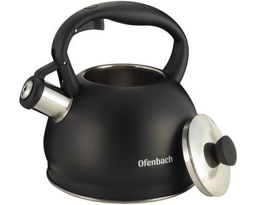 Чайник Ofenbach Magic Kettle 2л з нержавіючої сталі зі свистком, чорний матовий Чайник Ofenbach Magic Kettle 2л з нержавіючої сталі зі свистком, чорний матовий