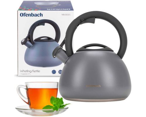 Чайник Ofenbach Silver 2.7л нержавеющая сталь, со свистком, серый матовый