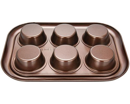 Форма для кексов и маффинов Fissman Chocolate 29.4x21x3.5см, 6 ячеек Форма для кексов и маффинов Fissman Chocolate 29.4x21x3.5см, 6 ячеек