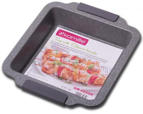 Форма для выпечки Kamille Marble 30.3х26.7х6см с силиконовыми ручками Форма для выпечки Kamille Marble 30.3х26.7х6см с силиконовыми ручками