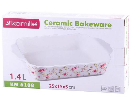 Форма для запекания Kamille Mirlinda 25х15х5см керамическая Форма для запекания Kamille Mirlinda 25х15х5см керамическая