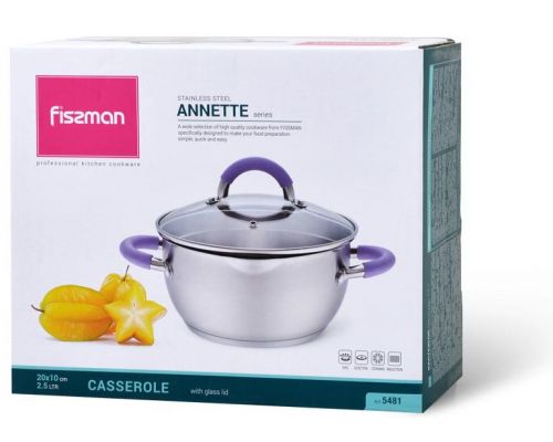Кастрюля Fissman Annette 2.5л из нержавеющей стали с крышкой-дуршлагом Кастрюля Fissman Annette 2.5л из нержавеющей стали с крышкой-дуршлагом