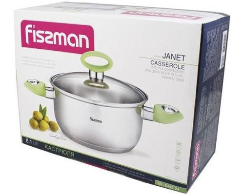 Кастрюля Fissman Janet 6.1л из нержавеющей стали с индукционным дном Кастрюля Fissman Janet 6.1л из нержавеющей стали с индукционным дном