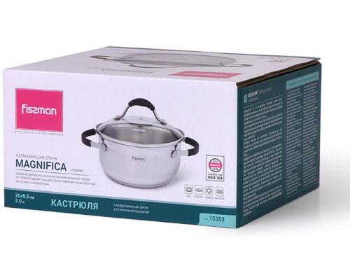 Кастрюля Fissman Magnifika 3л с силиконовыми накладками на ручках Кастрюля Fissman Magnifika 3л с силиконовыми накладками на ручках