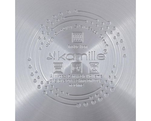 Кастрюля индукционная Kamille Casserote 5.7л из нержавеющей стали со стеклянной крышкой