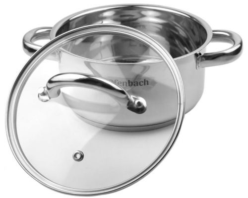 Кастрюля индукционная Ofenbach Casserole из нержавеющей стали 1.5л со стеклянной крышкой