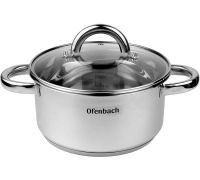 Кастрюля индукционная Ofenbach Casserole из нержавеющей стали 2л со стеклянной крышкой