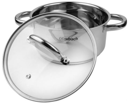 Кастрюля индукционная Ofenbach Casserole из нержавеющей стали 2л со стеклянной крышкой