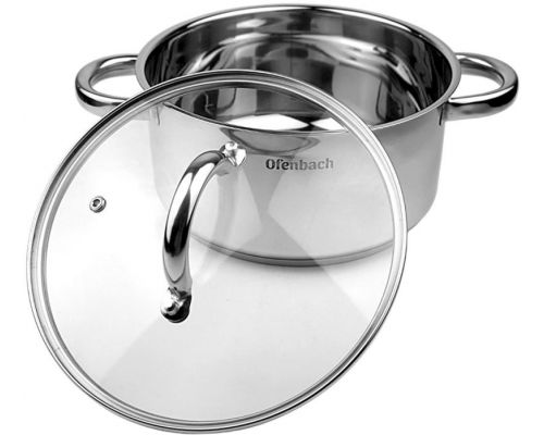 Кастрюля индукционная Ofenbach Casserole из нержавеющей стали 3л со стеклянной крышкой