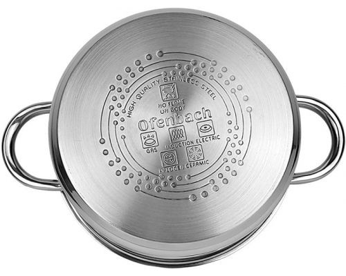 Кастрюля индукционная Ofenbach Casserole из нержавеющей стали 3л со стеклянной крышкой