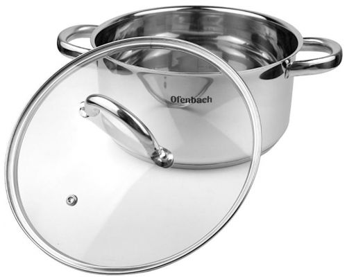 Кастрюля индукционная Ofenbach Casserole из нержавеющей стали 4л со стеклянной крышкой