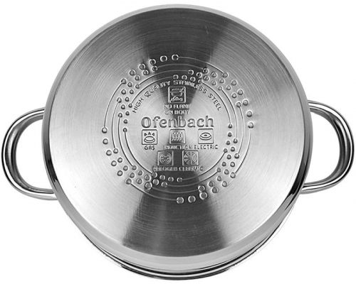 Кастрюля индукционная Ofenbach Casserole из нержавеющей стали 4л со стеклянной крышкой