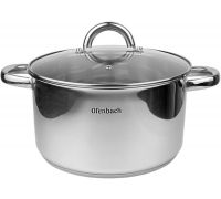Кастрюля индукционная Ofenbach Casserole из нержавеющей стали 5.5л со стеклянной крышкой