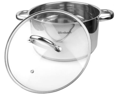 Кастрюля индукционная Ofenbach Casserole из нержавеющей стали 5.5л со стеклянной крышкой