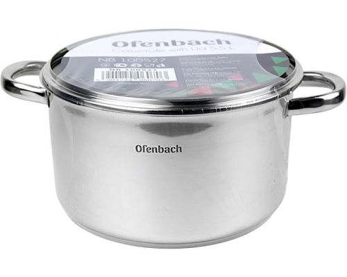 Кастрюля индукционная Ofenbach Casserole из нержавеющей стали 5.5л со стеклянной крышкой