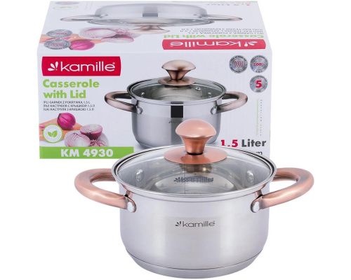 Кастрюля Kamille Catalin 4.5л из нержавеющей стали с мерной шкалой Кастрюля Kamille Catalin 4.5л из нержавеющей стали с мерной шкалой