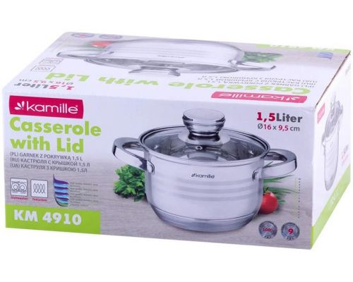 Кастрюля Kamille Desiree 1.5л из нержавеющей стали с 9-слойным индукционным дном
