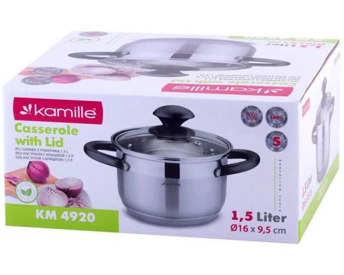 Кастрюля Kamille Groningen 3л из нержавеющей стали с 5-слойным индукционным дном