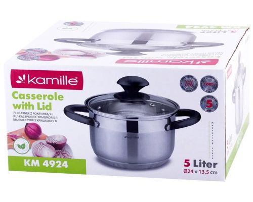Кастрюля Kamille Groningen 5л из нержавеющей стали с 5-слойным индукционным дном