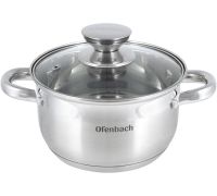 Кастрюля Ofenbach Casserole из нержавеющей стали 1700мл со стеклянной крышкой