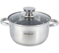 Кастрюля Ofenbach Casserole из нержавеющей стали 2400мл со стеклянной крышкой
