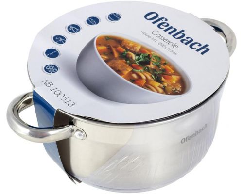 Кастрюля Ofenbach Casserole из нержавеющей стали 3400мл со стеклянной крышкой