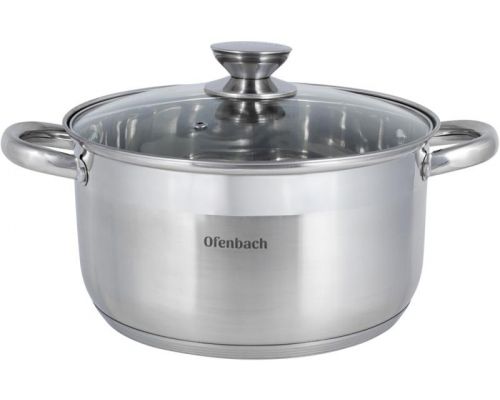 Кастрюля Ofenbach Casserole из нержавеющей стали 6л со стеклянной крышкой
