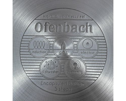 Кастрюля Ofenbach Casserole из нержавеющей стали 6л со стеклянной крышкой
