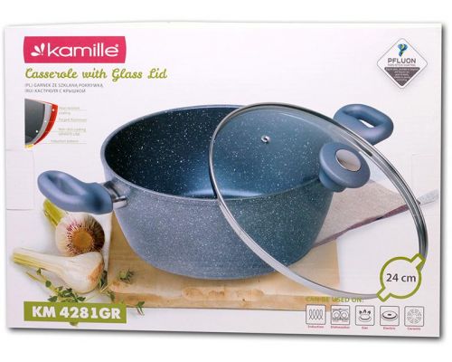 Каструля Kamille Grey Gotland 4л з гранітним антипригарним покриттям Каструля Kamille Grey Gotland 4л з гранітним антипригарним покриттям