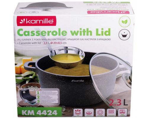 Каструля Kamille Landes Grey 2.3л з литими алюмінієвими ручками