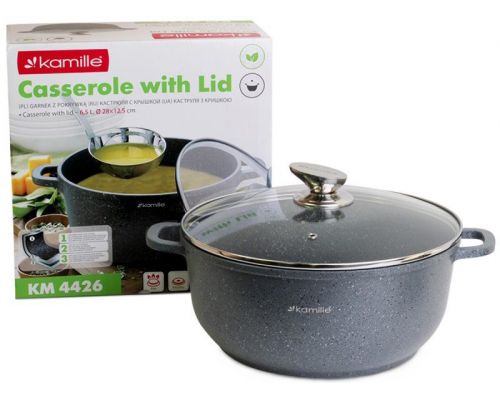 Кастрюля Kamille Landes Grey 6.5л с литыми алюминиевыми ручками