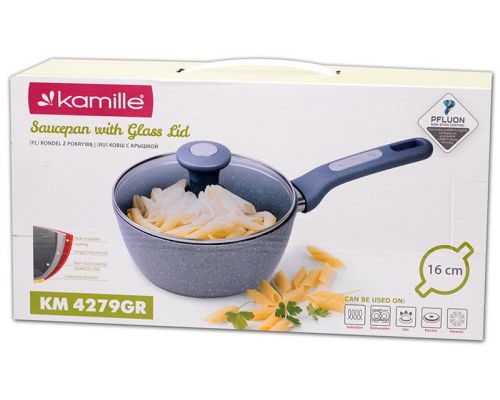 Ковш Kamille Grey Gotland Ø16см со стеклянной крышкой Ковш Kamille Grey Gotland Ø16см со стеклянной крышкой