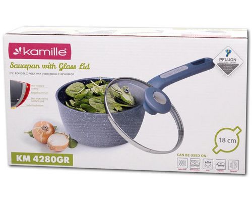 Ковш Kamille Grey Gotland Ø18см со стеклянной крышкой
