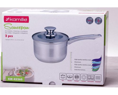Ковш Kamille Springfield 2.1л со стеклянной крышкой Ковш Kamille Springfield 2.1л со стеклянной крышкой