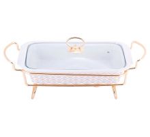 Мармит Kamille Food Warmer "In Gold" керамическая форма 1.3л, 30.5см с подогревом