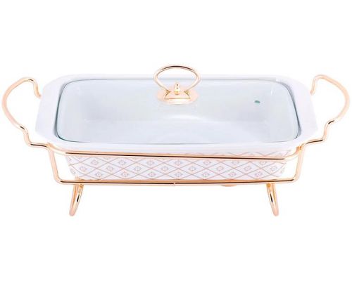 Мармит Kamille Food Warmer "In Gold" керамическая форма 2.5л, 36.5см с подогревом Мармит Kamille Food Warmer "In Gold" керамическая форма 2.5л, 36.5см с подогревом
