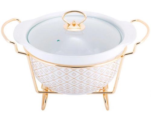 Мармит Kamille Food Warmer "In Gold" керамическая форма 2.6л с подогревом Мармит Kamille Food Warmer "In Gold" керамическая форма 2.6л с подогревом